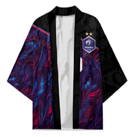 Custom France National Football Kimono Les Bleus Feather Pattern Abstract Fleur-De-Lis Art
