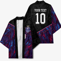 Custom France National Football Kimono Les Bleus Feather Pattern Abstract Fleur-De-Lis Art