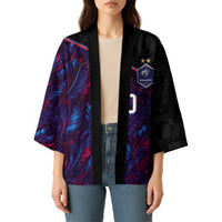 Custom France National Football Kimono Les Bleus Feather Pattern Abstract Fleur-De-Lis Art