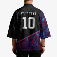 Custom France National Football Kimono Les Bleus Feather Pattern Abstract Fleur-De-Lis Art