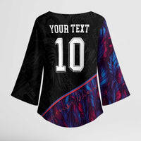 Custom France National Football Kimono Sleeve Blouse Les Bleus Feather Pattern Abstract Fleur-De-Lis Art