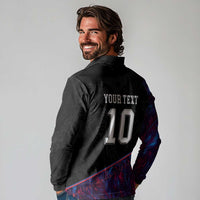 Custom France National Football Long Sleeve Polo Shirt Les Bleus Feather Pattern Abstract Fleur-De-Lis Art