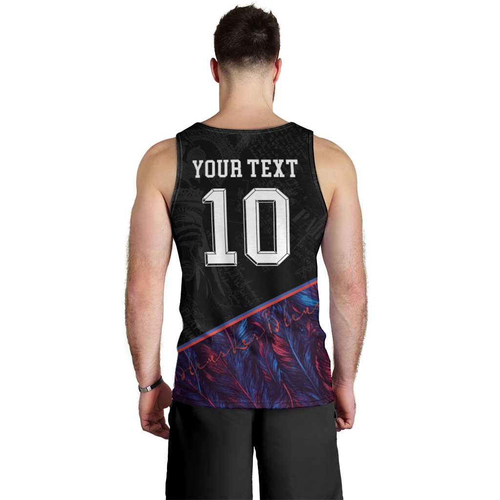 Custom France National Football Men Tank Top Les Bleus Feather Pattern Abstract Fleur-De-Lis Art