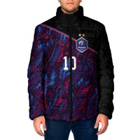 Custom France National Football Padded Jacket Les Bleus Feather Pattern Abstract Fleur-De-Lis Art