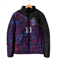 Custom France National Football Padded Jacket Les Bleus Feather Pattern Abstract Fleur-De-Lis Art