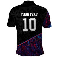 Custom France National Football Polo Shirt Les Bleus Feather Pattern Abstract Fleur-De-Lis Art