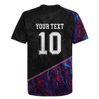 Custom France National Football Rugby Jersey Les Bleus Feather Pattern Abstract Fleur-De-Lis Art
