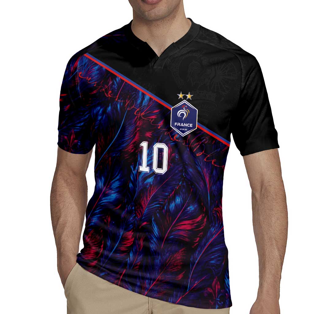 Custom France National Football Rugby Jersey Les Bleus Feather Pattern Abstract Fleur-De-Lis Art