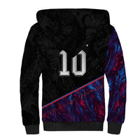 Custom France National Football Sherpa Hoodie Les Bleus Feather Pattern Abstract Fleur-De-Lis Art
