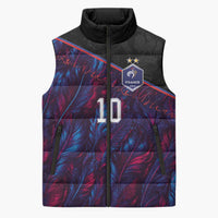 Custom France National Football Sleeveless Puffer Jacket Les Bleus Feather Pattern Abstract Fleur-De-Lis Art