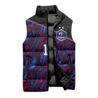 Custom France National Football Sleeveless Puffer Jacket Les Bleus Feather Pattern Abstract Fleur-De-Lis Art