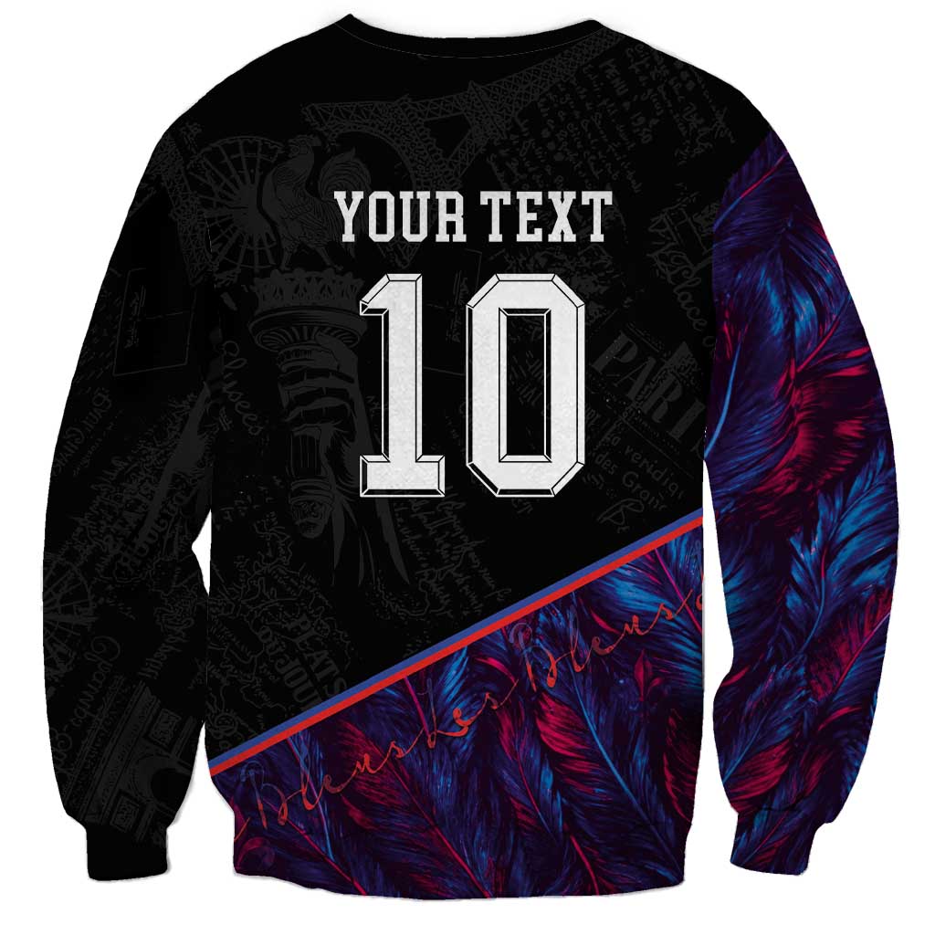Custom France National Football Sweatshirt Les Bleus Feather Pattern Abstract Fleur-De-Lis Art