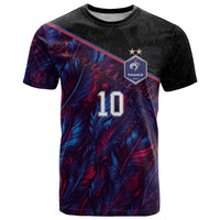 Custom France National Football T Shirt Les Bleus Feather Pattern Abstract Fleur-De-Lis Art