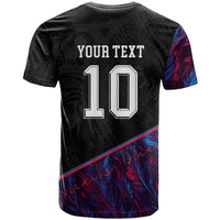 Custom France National Football T Shirt Les Bleus Feather Pattern Abstract Fleur-De-Lis Art
