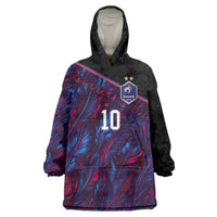 Custom France National Football Wearable Blanket Hoodie Les Bleus Feather Pattern Abstract Fleur-De-Lis Art