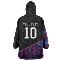 Custom France National Football Wearable Blanket Hoodie Les Bleus Feather Pattern Abstract Fleur-De-Lis Art