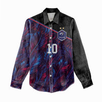 Custom France National Football Women Casual Shirt Les Bleus Feather Pattern Abstract Fleur-De-Lis Art