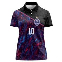 Custom France National Football Women Polo Shirt Les Bleus Feather Pattern Abstract Fleur-De-Lis Art