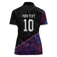 Custom France National Football Women Polo Shirt Les Bleus Feather Pattern Abstract Fleur-De-Lis Art