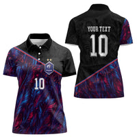 Custom France National Football Women Polo Shirt Les Bleus Feather Pattern Abstract Fleur-De-Lis Art