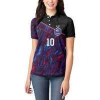 Custom France National Football Women Polo Shirt Les Bleus Feather Pattern Abstract Fleur-De-Lis Art