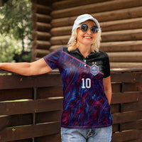 Custom France National Football Women Polo Shirt Les Bleus Feather Pattern Abstract Fleur-De-Lis Art