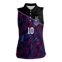 Custom France National Football Women Sleeveless Polo Shirt Les Bleus Feather Pattern Abstract Fleur-De-Lis Art