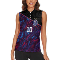 Custom France National Football Women Sleeveless Polo Shirt Les Bleus Feather Pattern Abstract Fleur-De-Lis Art
