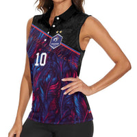 Custom France National Football Women Sleeveless Polo Shirt Les Bleus Feather Pattern Abstract Fleur-De-Lis Art