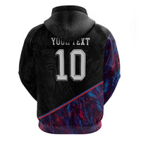 Custom France National Football Zip Hoodie Les Bleus Feather Pattern Abstract Fleur-De-Lis Art
