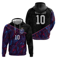 Custom France National Football Zip Hoodie Les Bleus Feather Pattern Abstract Fleur-De-Lis Art