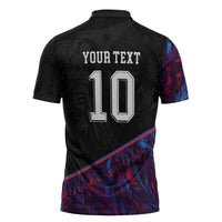 Custom France National Football Zipper Polo Shirt Les Bleus Feather Pattern Abstract Fleur-De-Lis Art
