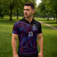 Custom France National Football Zipper Polo Shirt Les Bleus Feather Pattern Abstract Fleur-De-Lis Art