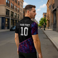 Custom France National Football Zipper Polo Shirt Les Bleus Feather Pattern Abstract Fleur-De-Lis Art