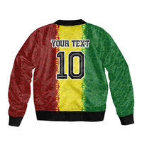 Custom Senegal National Football Bomber Jacket Lions Of Teranga Leopard Print Tribal Flag Graphic