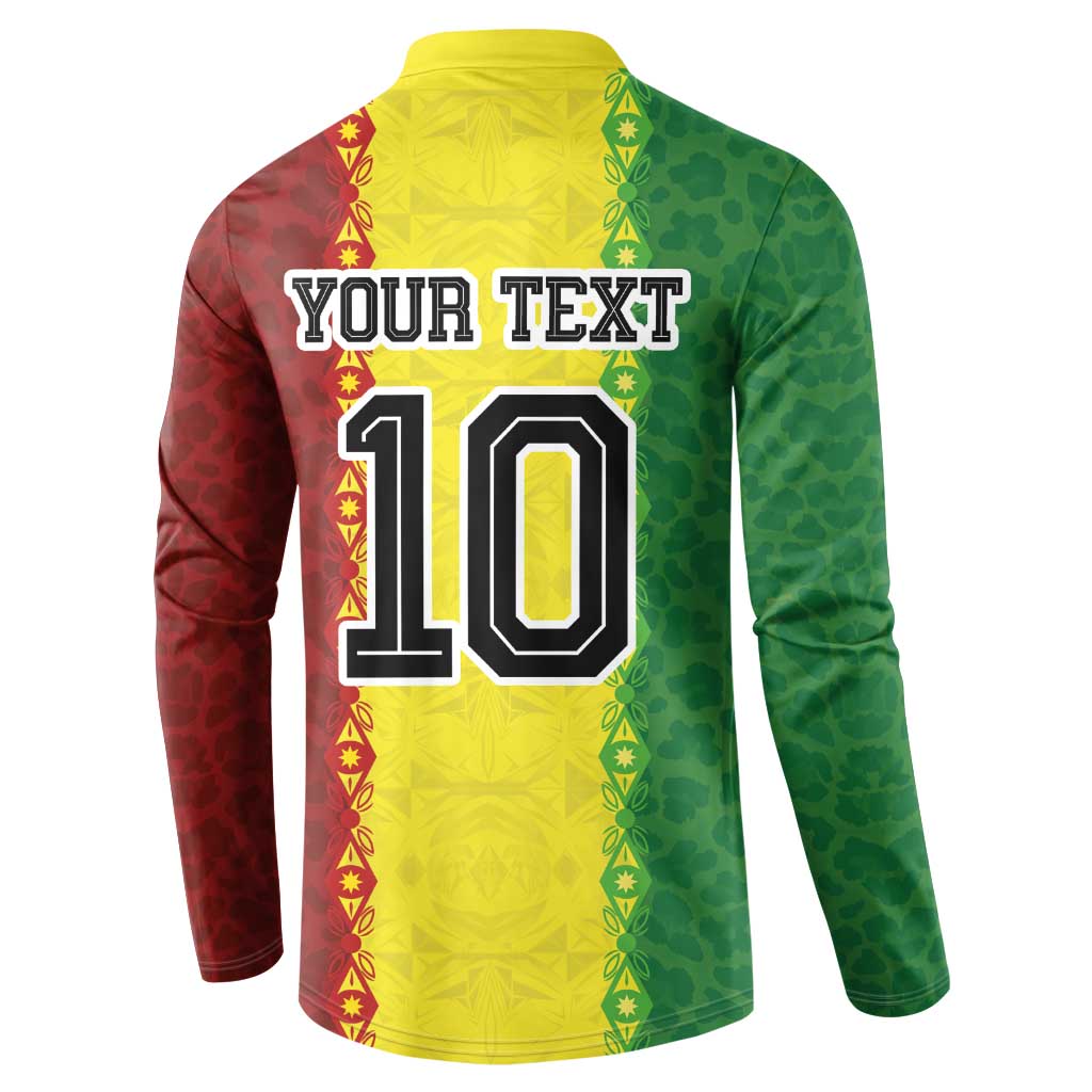 Custom Senegal National Football Button Sweatshirt Lions Of Teranga Leopard Print Tribal Flag Graphic
