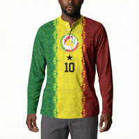 Custom Senegal National Football Button Sweatshirt Lions Of Teranga Leopard Print Tribal Flag Graphic