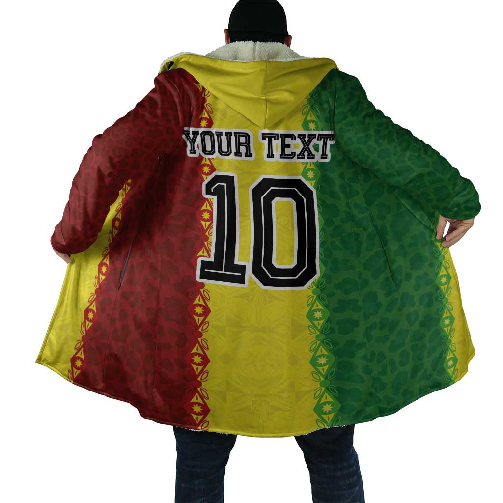Custom Senegal National Football Cloak Lions Of Teranga Leopard Print Tribal Flag Graphic