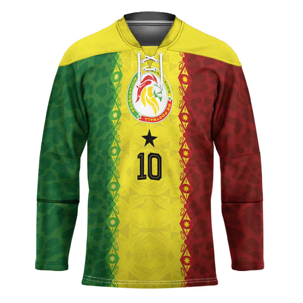 Custom Senegal National Football Hockey Jersey Lions Of Teranga Leopard Print Tribal Flag Graphic