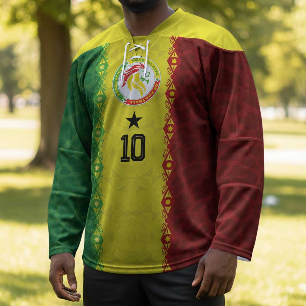 Custom Senegal National Football Hockey Jersey Lions Of Teranga Leopard Print Tribal Flag Graphic