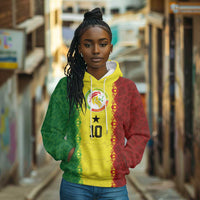 Custom Senegal National Football Hoodie Lions Of Teranga Leopard Print Tribal Flag Graphic