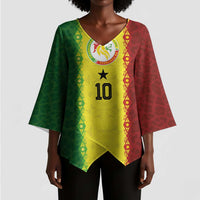 Custom Senegal National Football Kimono Sleeve Blouse Lions Of Teranga Leopard Print Tribal Flag Graphic