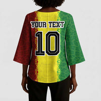 Custom Senegal National Football Kimono Sleeve Blouse Lions Of Teranga Leopard Print Tribal Flag Graphic