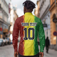 Custom Senegal National Football Long Sleeve Button Shirt Lions Of Teranga Leopard Print Tribal Flag Graphic