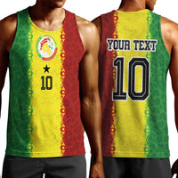 Custom Senegal National Football Men Tank Top Lions Of Teranga Leopard Print Tribal Flag Graphic