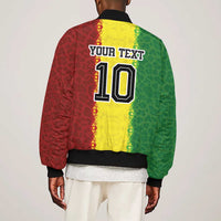 Custom Senegal National Football Sleeve Zip Bomber Jacket Lions Of Teranga Leopard Print Tribal Flag Graphic