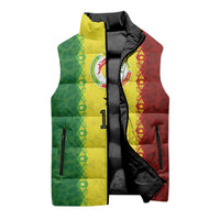 Custom Senegal National Football Sleeveless Puffer Jacket Lions Of Teranga Leopard Print Tribal Flag Graphic