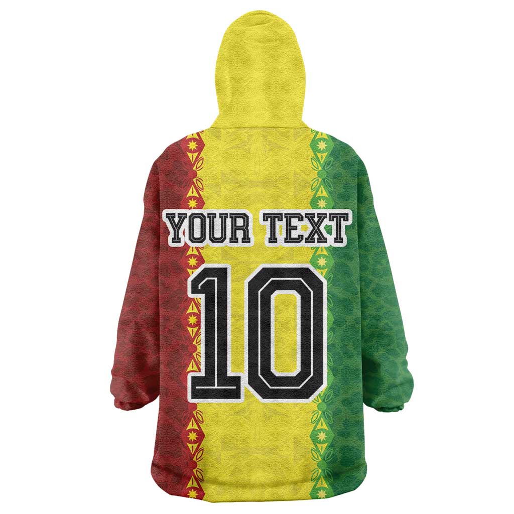 Custom Senegal National Football Wearable Blanket Hoodie Lions Of Teranga Leopard Print Tribal Flag Graphic