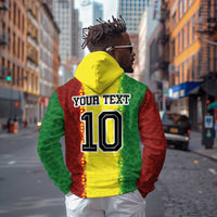 Custom Senegal National Football Zip Hoodie Lions Of Teranga Leopard Print Tribal Flag Graphic