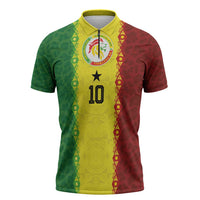 Custom Senegal National Football Zipper Polo Shirt Lions Of Teranga Leopard Print Tribal Flag Graphic